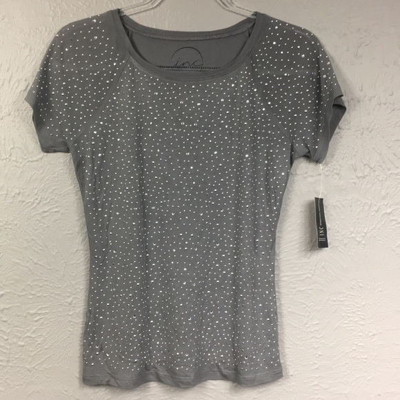 Inc International Concepts Grey Petite Studded Top - Picture 1 of 8